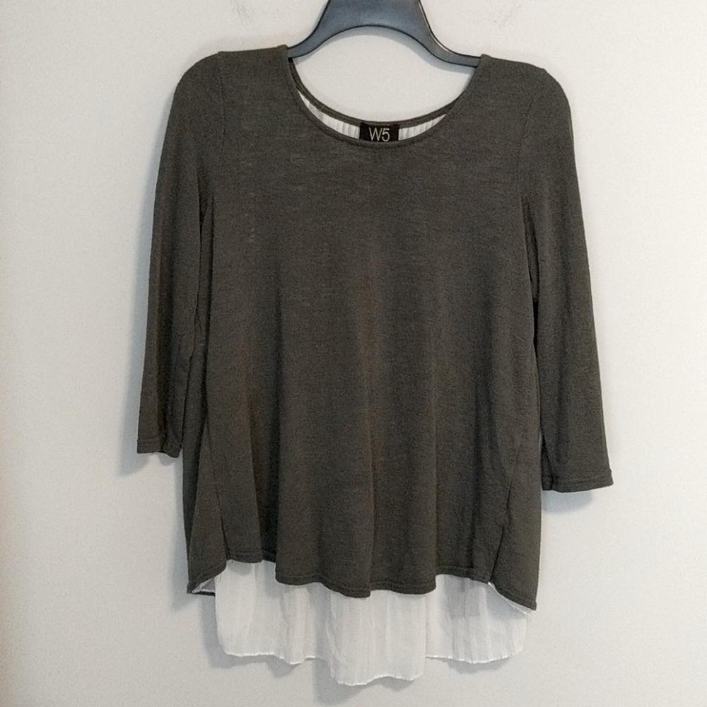 W5 olive green long sleeve top size Medium - Picture 1 of 7